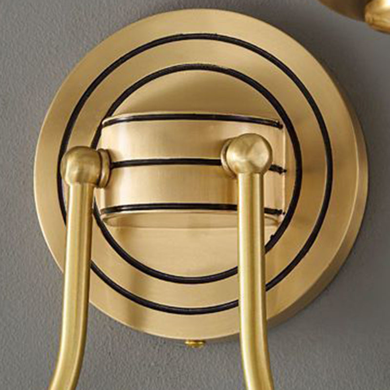 Globe Copper Wood Glass Wall Lamp