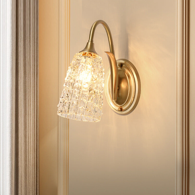 Column Copper Glass Living Wall Lamp