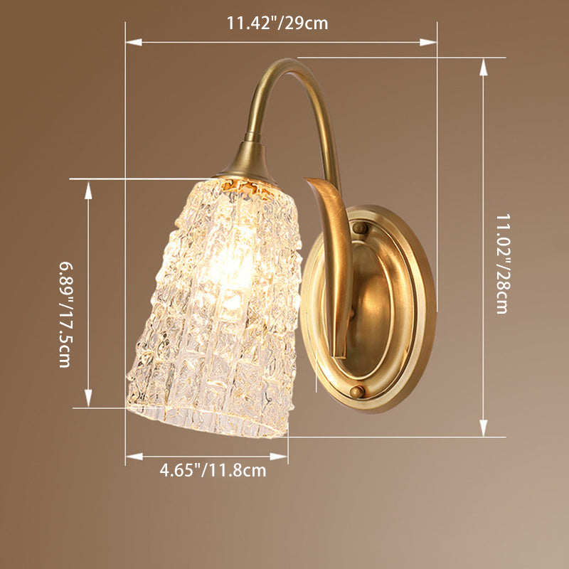 Column Copper Glass Living Wall Lamp