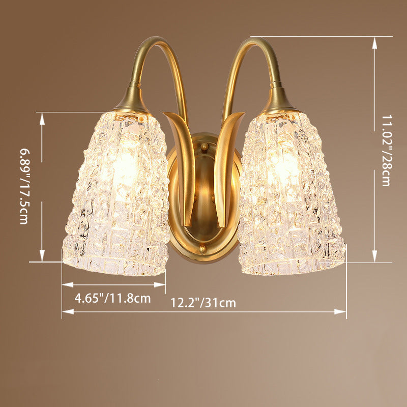 Column Copper Glass Living Wall Lamp