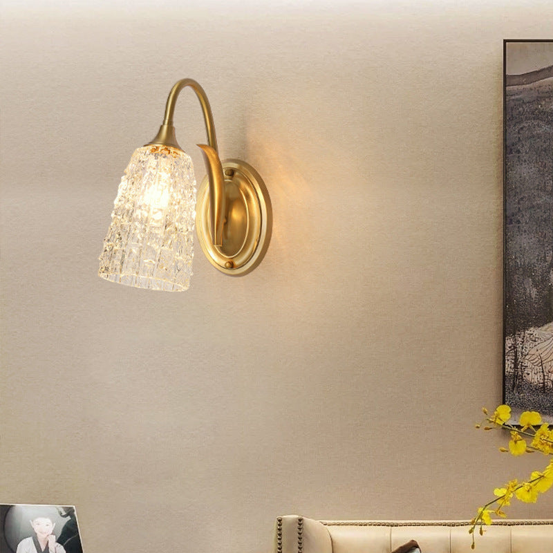 Column Copper Glass Living Wall Lamp