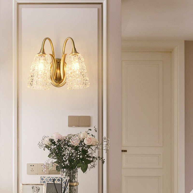 Column Copper Glass Living Wall Lamp