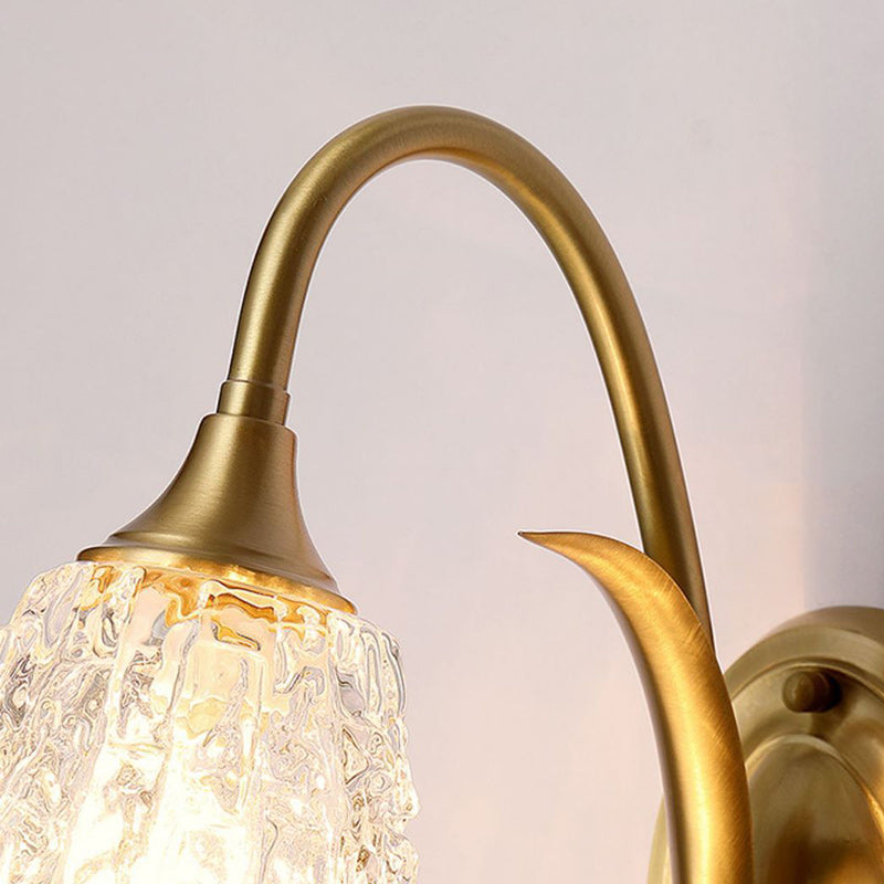 Column Copper Glass Living Wall Lamp