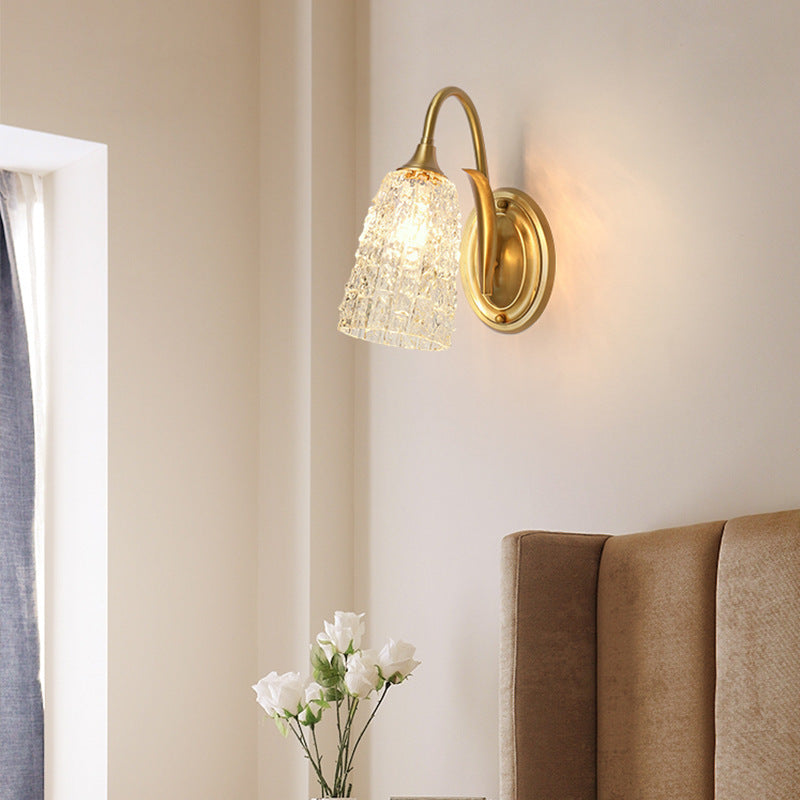 Column Copper Glass Living Wall Lamp
