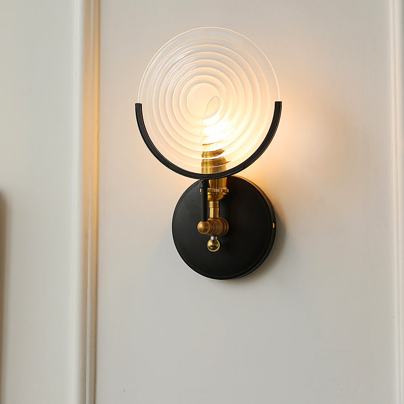 Round Iron Glass Living Wall Lamp