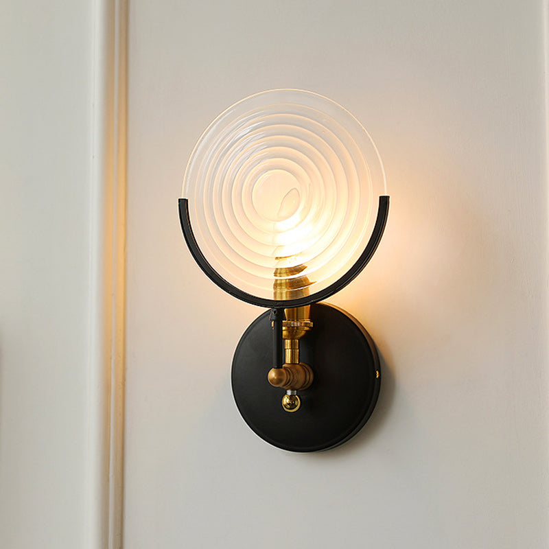 Round Iron Glass Living Wall Lamp
