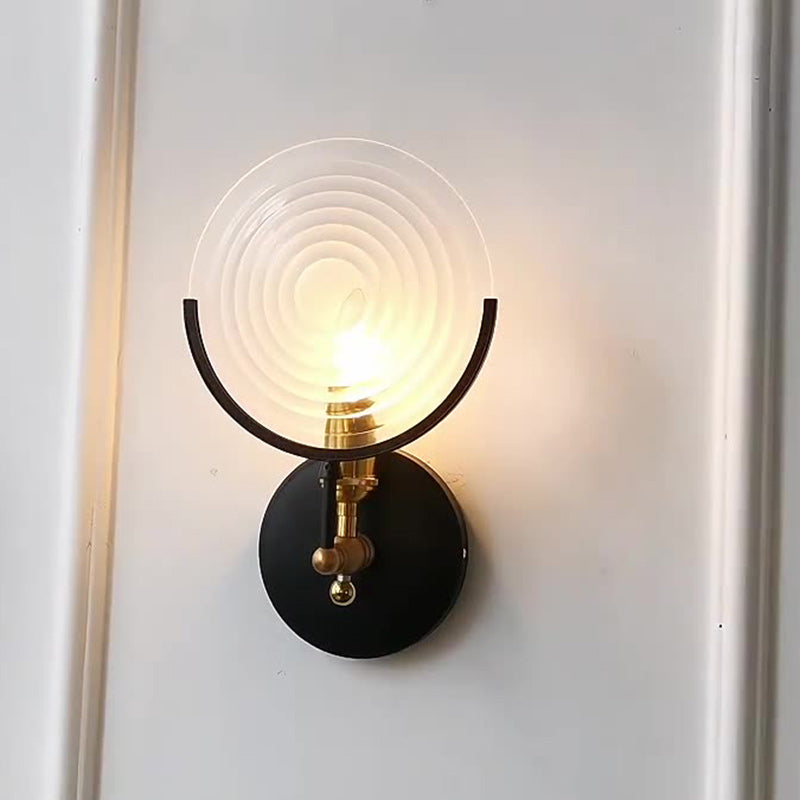 Round Iron Glass Living Wall Lamp