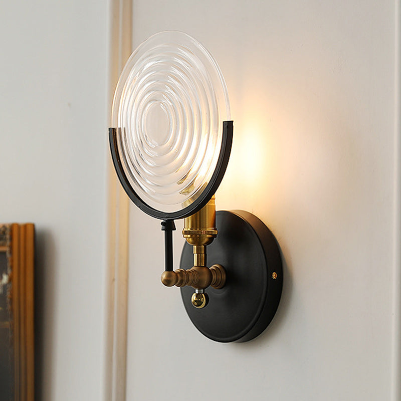 Round Iron Glass Living Wall Lamp