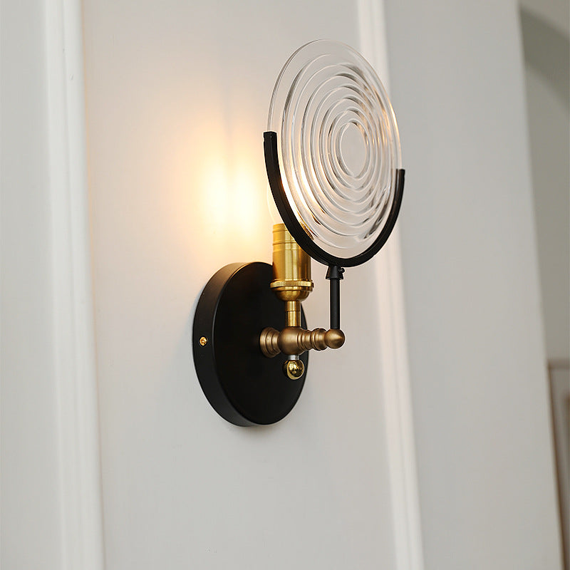 Round Iron Glass Living Wall Lamp