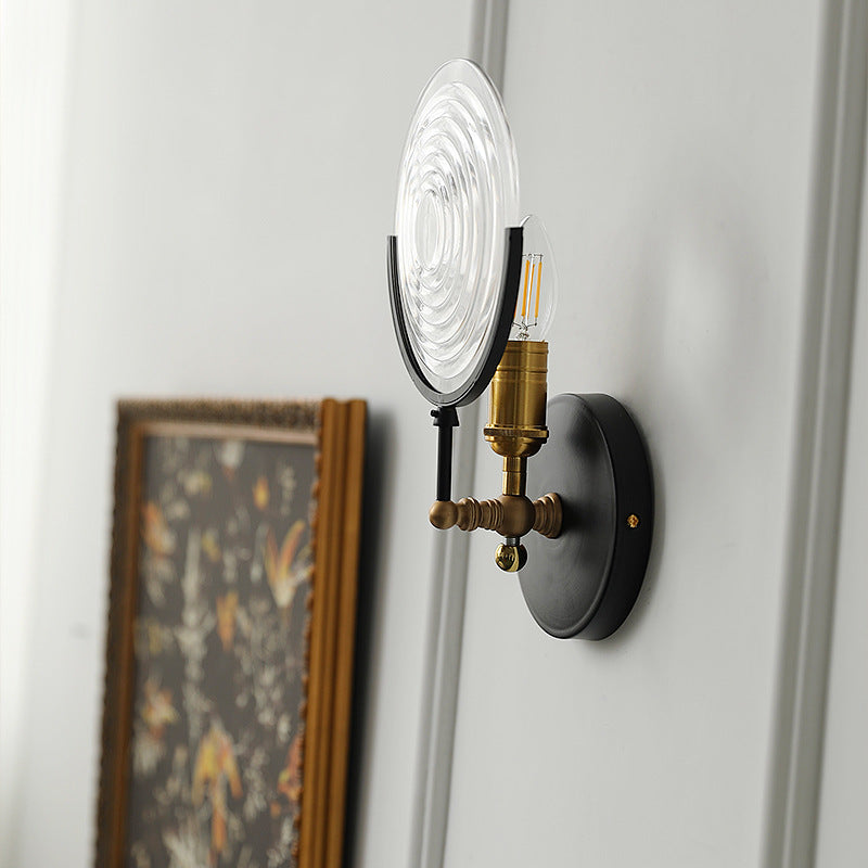 Round Iron Glass Living Wall Lamp