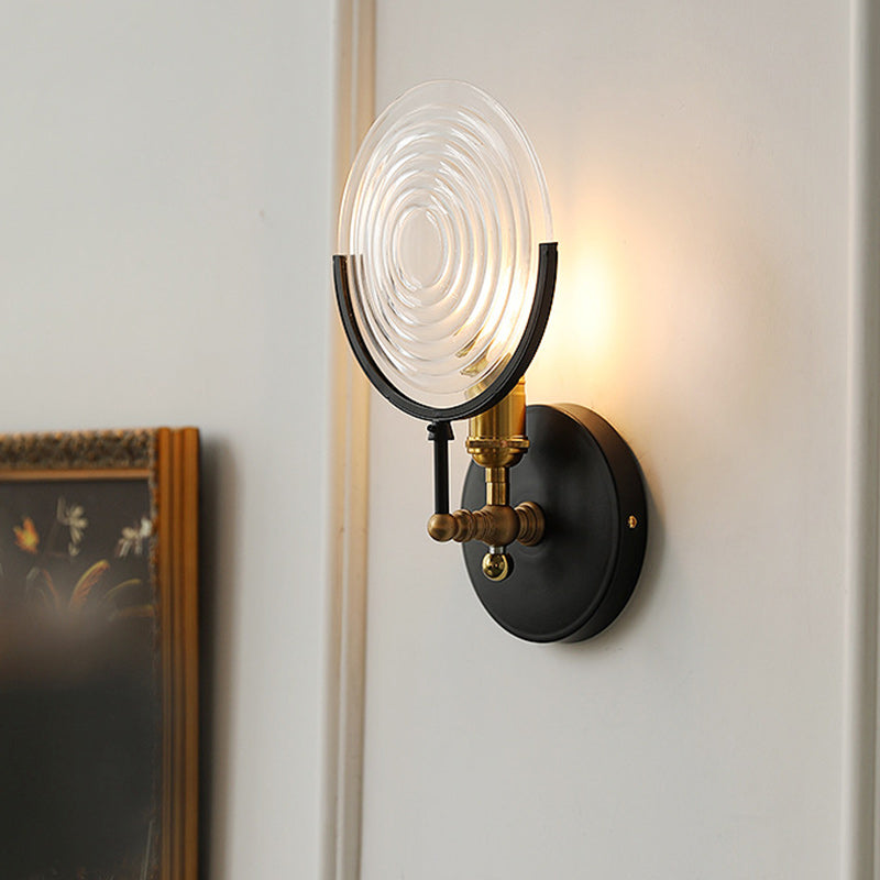 Round Iron Glass Living Wall Lamp