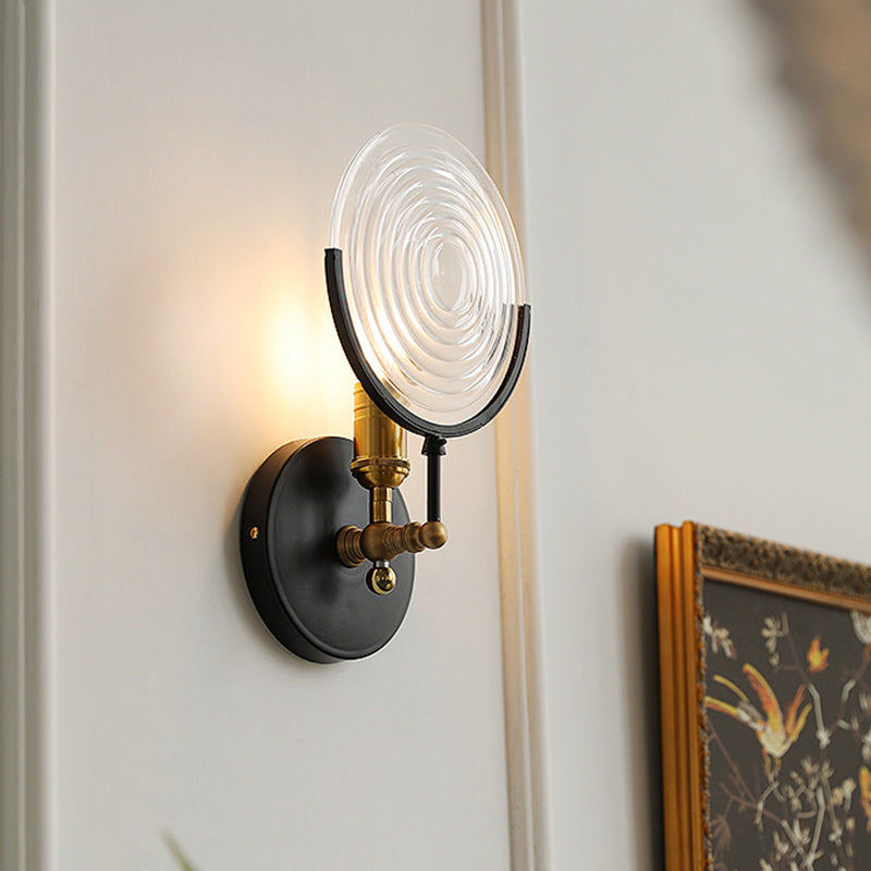 Round Iron Glass Living Wall Lamp