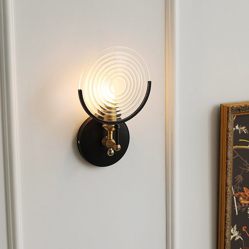 Round Iron Glass Living Wall Lamp