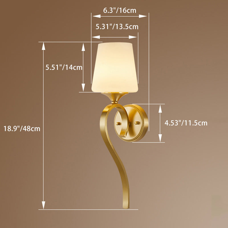Drum Copper Glass Living Wall Lamp