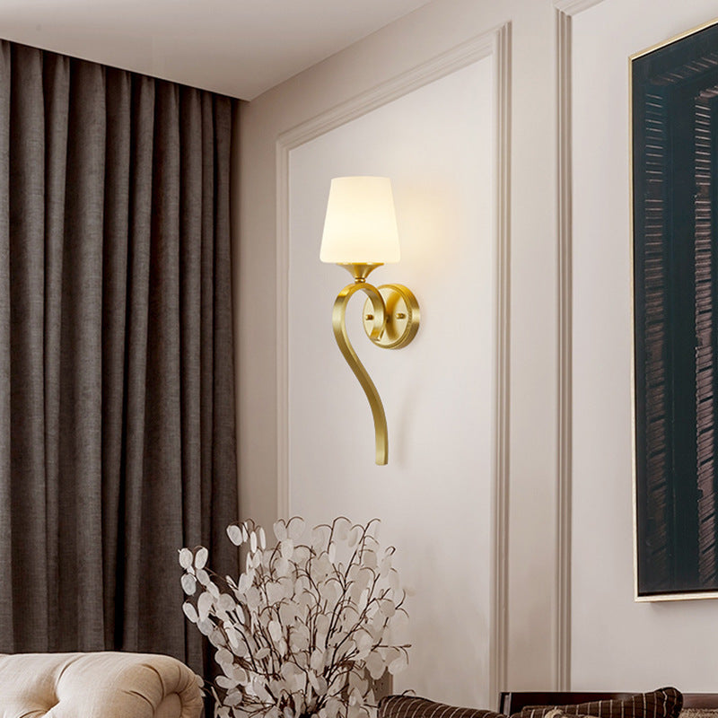 Drum Copper Glass Living Wall Lamp