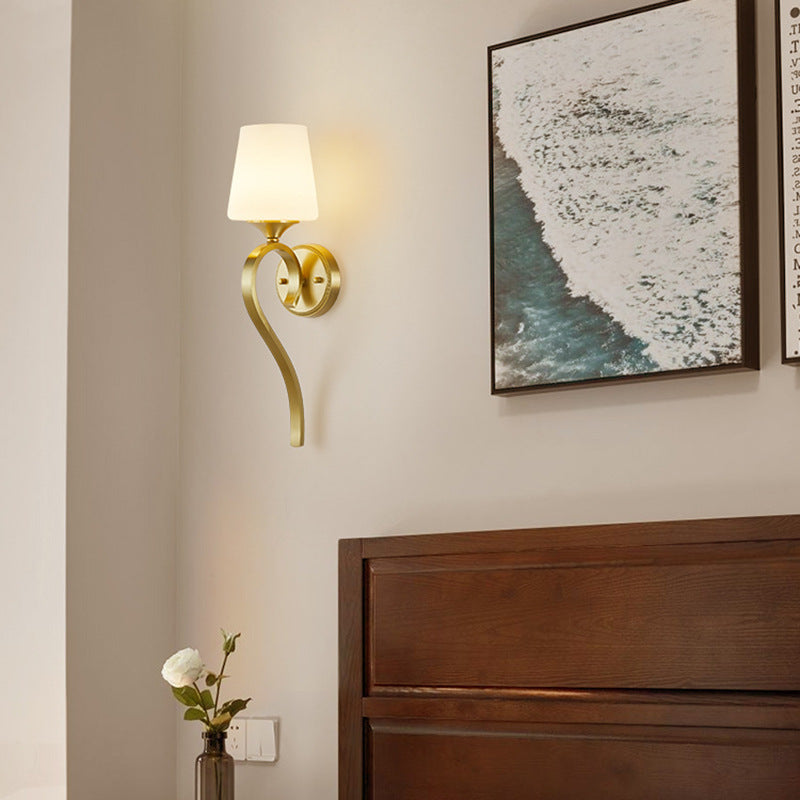 Drum Copper Glass Living Wall Lamp
