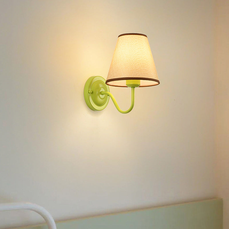Drum Iron Fabric Glass Wall Lamp