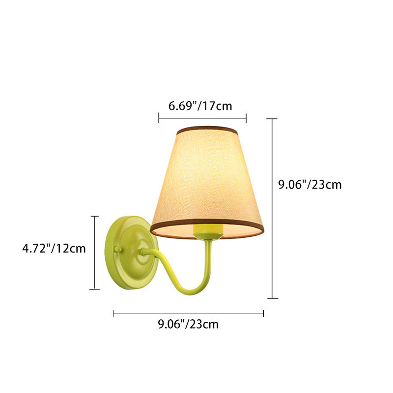 Drum Iron Fabric Glass Wall Lamp