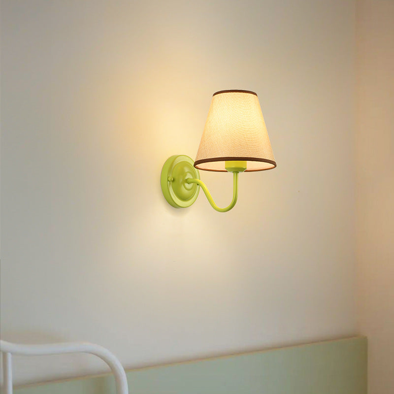 Drum Iron Fabric Glass Wall Lamp