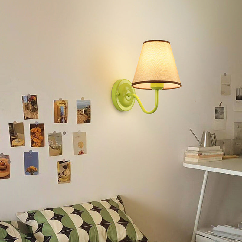 Drum Iron Fabric Glass Wall Lamp