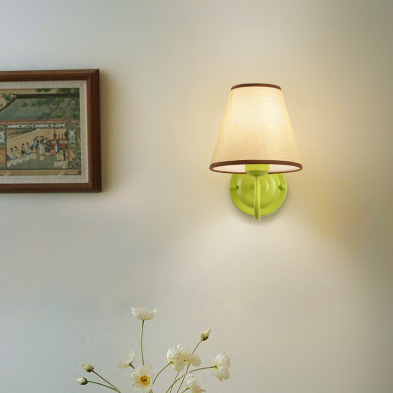 Drum Iron Fabric Glass Wall Lamp
