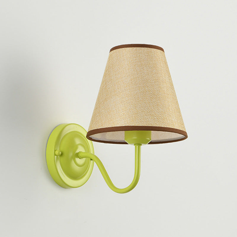 Drum Iron Fabric Glass Wall Lamp