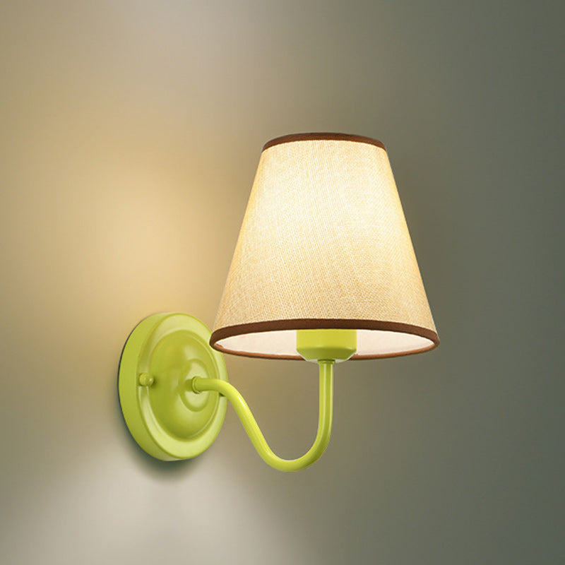 Drum Iron Fabric Glass Wall Lamp