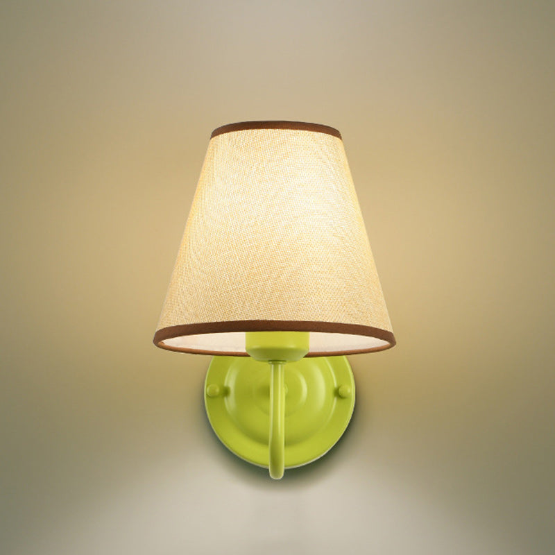 Drum Iron Fabric Glass Wall Lamp