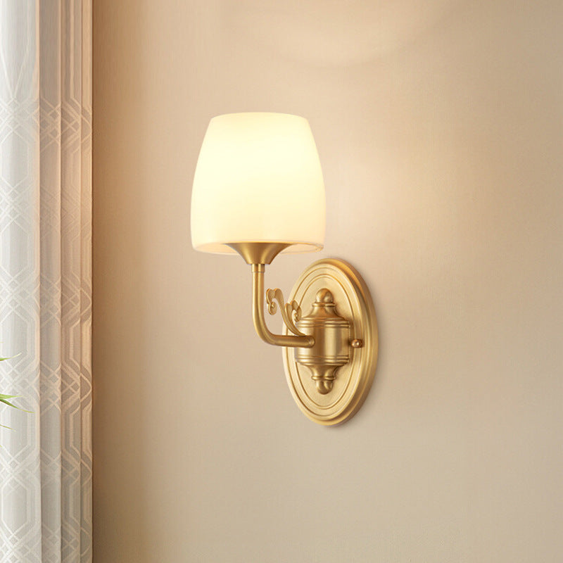 Drum Copper Glass Living Wall Lamp