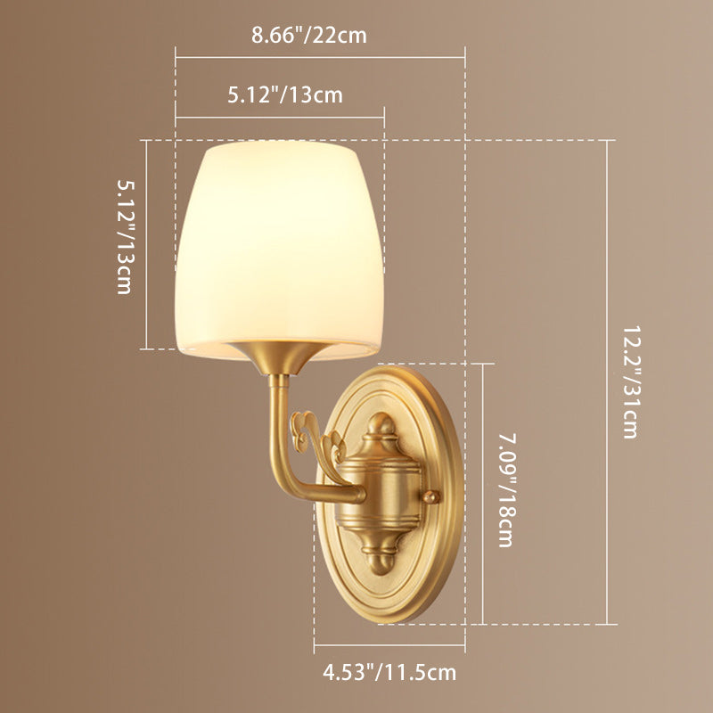 Drum Copper Glass Living Wall Lamp