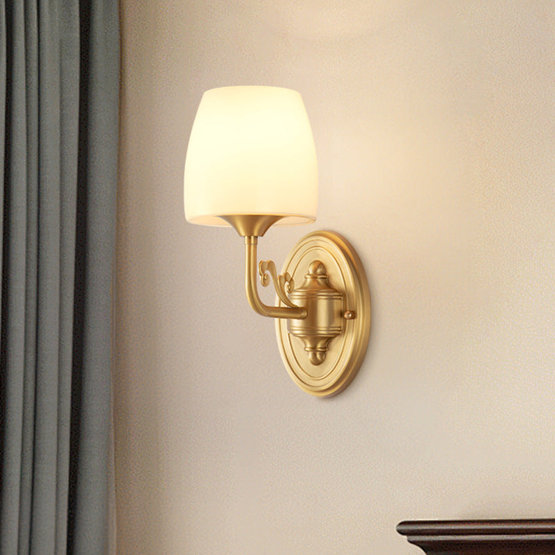 Drum Copper Glass Living Wall Lamp