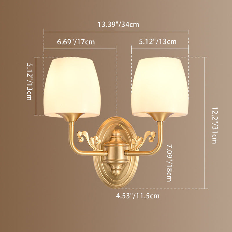 Drum Copper Glass Living Wall Lamp