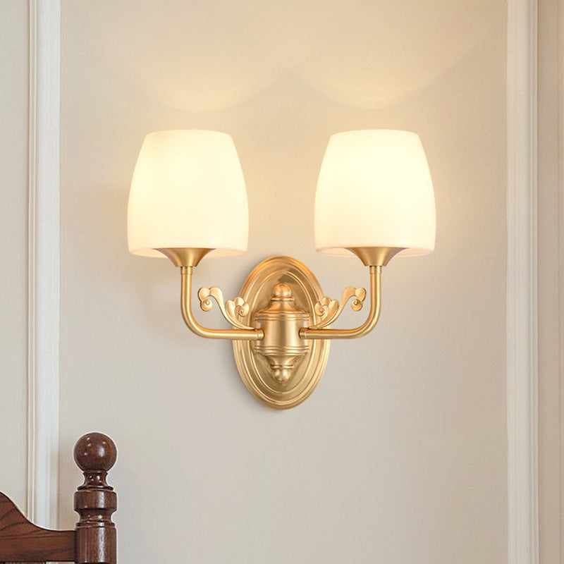 Drum Copper Glass Living Wall Lamp