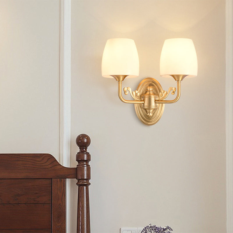 Drum Copper Glass Living Wall Lamp