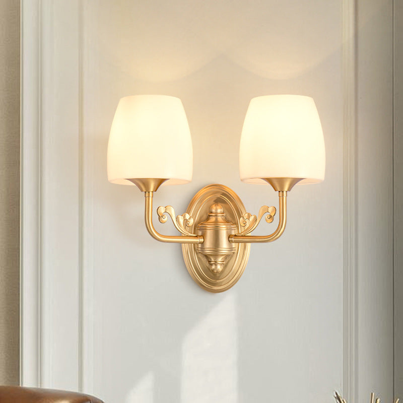Drum Copper Glass Living Wall Lamp