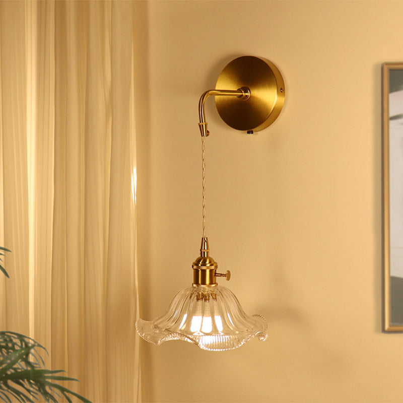 Flower Copper Glass Living Wall Lamp