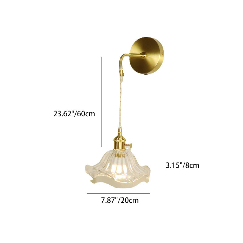 Flower Copper Glass Living Wall Lamp