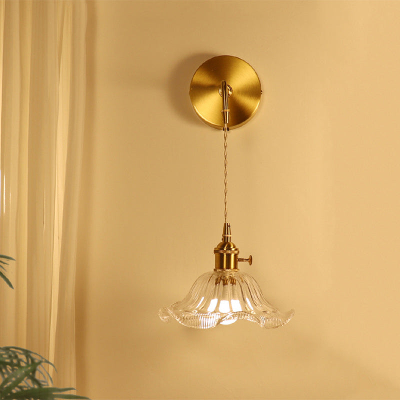 Flower Copper Glass Living Wall Lamp