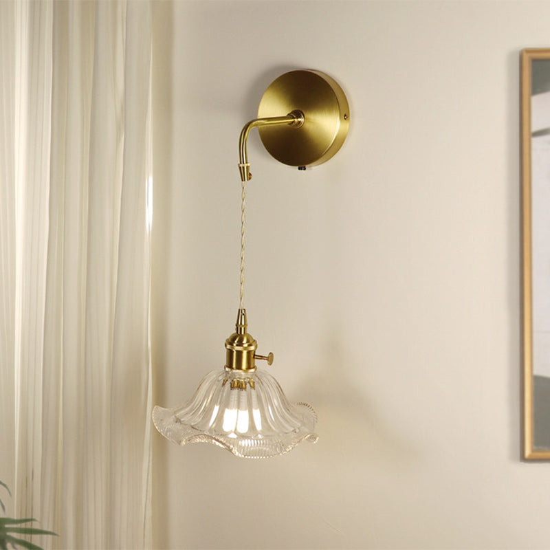 Flower Copper Glass Living Wall Lamp