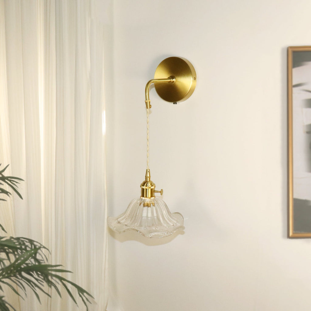 Flower Copper Glass Living Wall Lamp