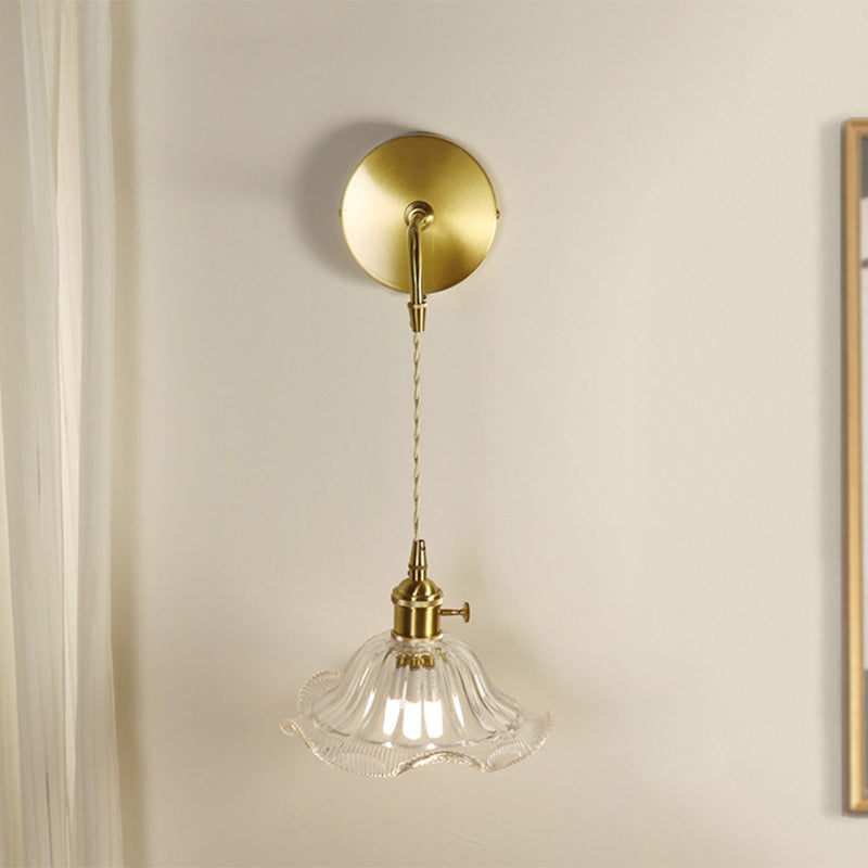 Flower Copper Glass Living Wall Lamp