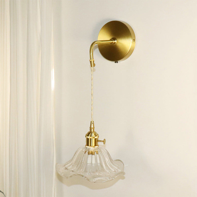 Flower Copper Glass Living Wall Lamp