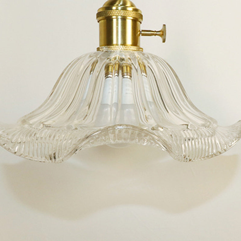 Flower Copper Glass Living Wall Lamp