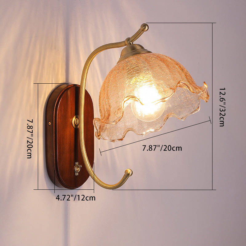 Dome Wood Copper Glass Wall Lamp