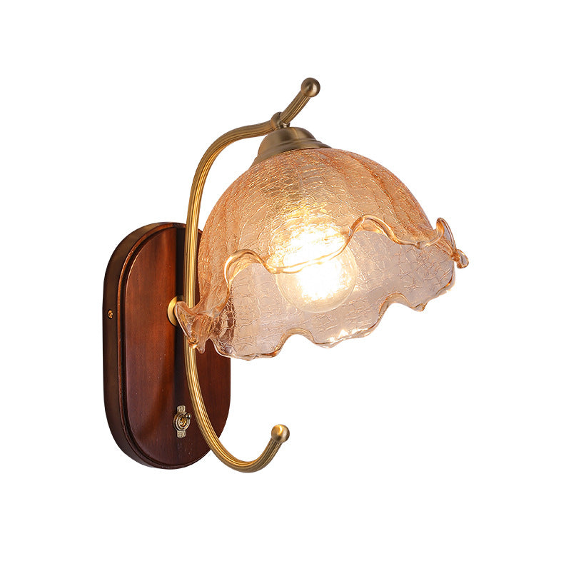 Dome Wood Copper Glass Wall Lamp