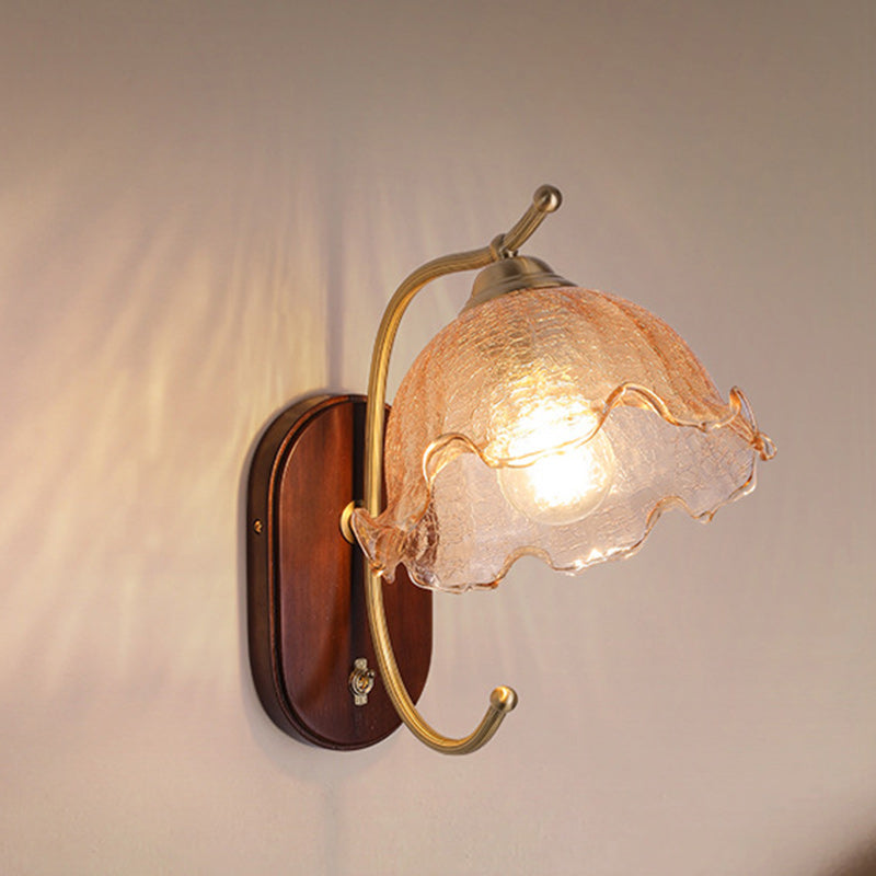 Dome Wood Copper Glass Wall Lamp