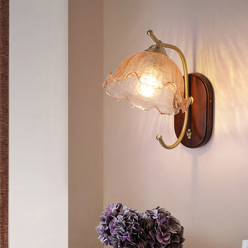 Dome Wood Copper Glass Wall Lamp