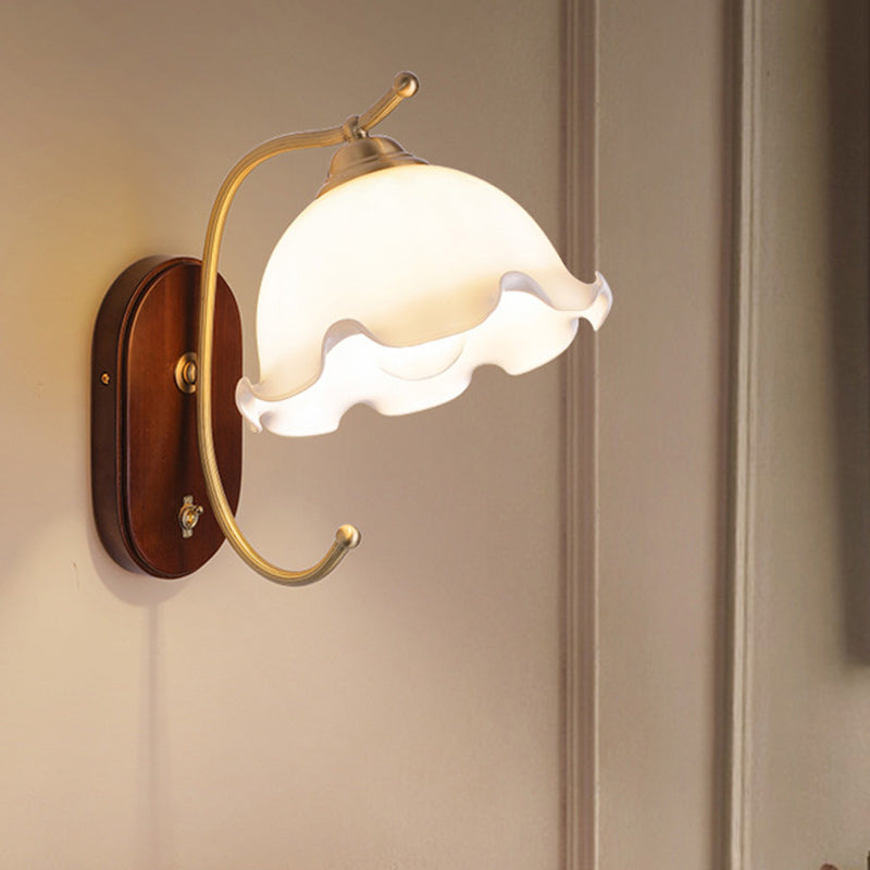 Dome Wood Copper Glass Wall Lamp