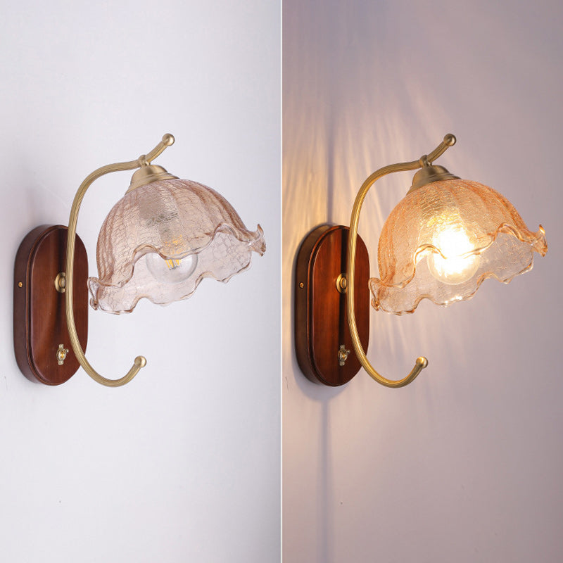 Dome Wood Copper Glass Wall Lamp
