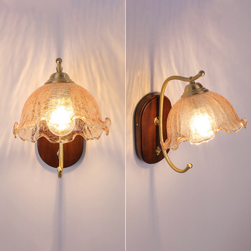Dome Wood Copper Glass Wall Lamp